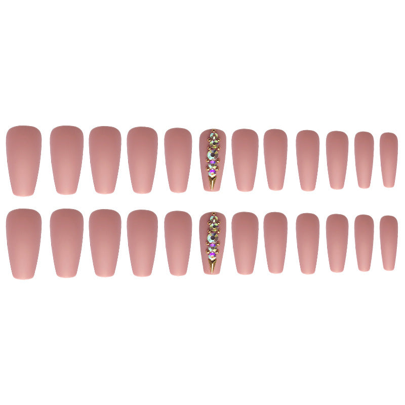 Flesh Complexion Diamond Nail Manicure Finished Wearing