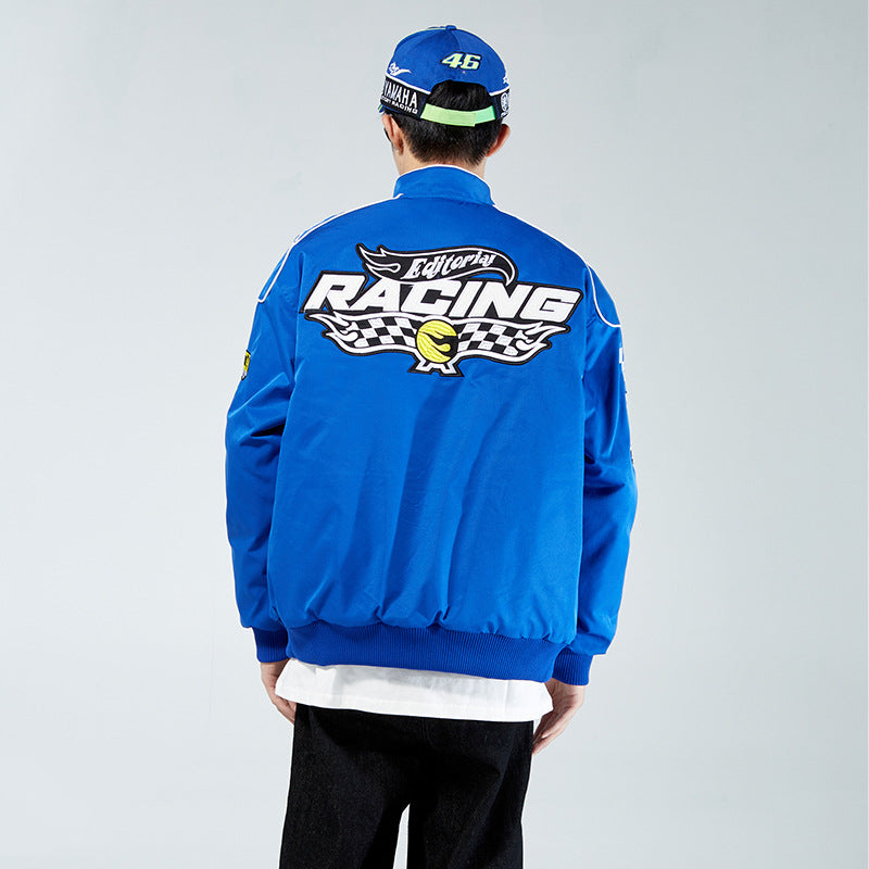 Badge Embroidered Racing Suit Men's Loose Jacket