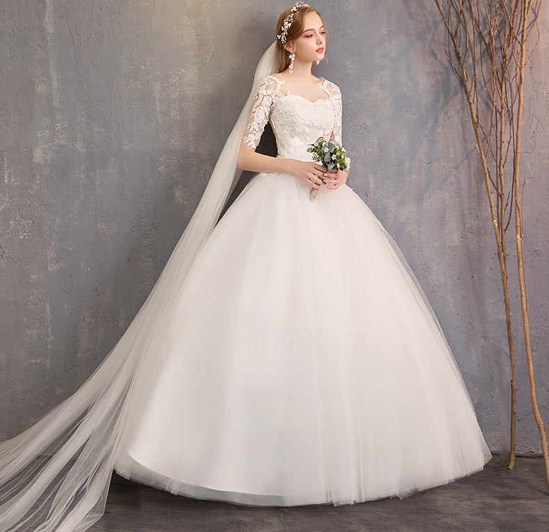 Slim Mid-sleeve Plus Size Photo Studio Wedding Dress