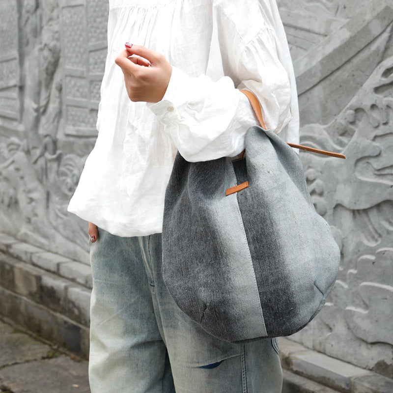 Japanese Commuter Single Shoulder Cotton And Linen Bag Large Capacity Inclined