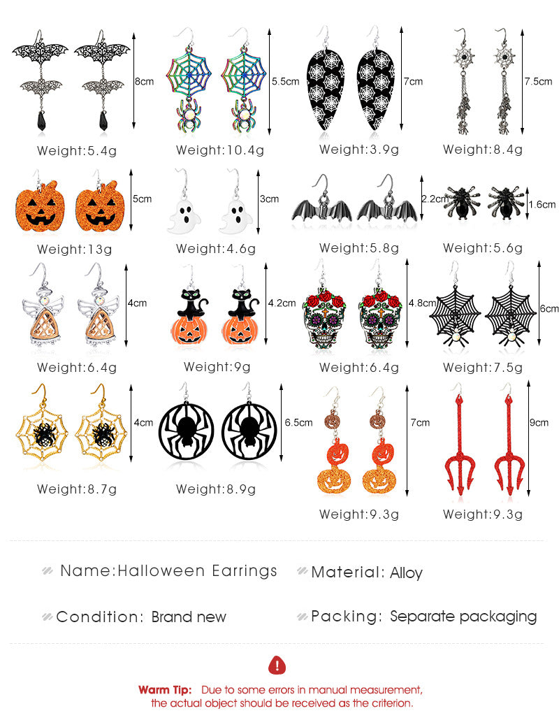 Exaggerated Spider Skull Earrings Halloween Gift Ideas