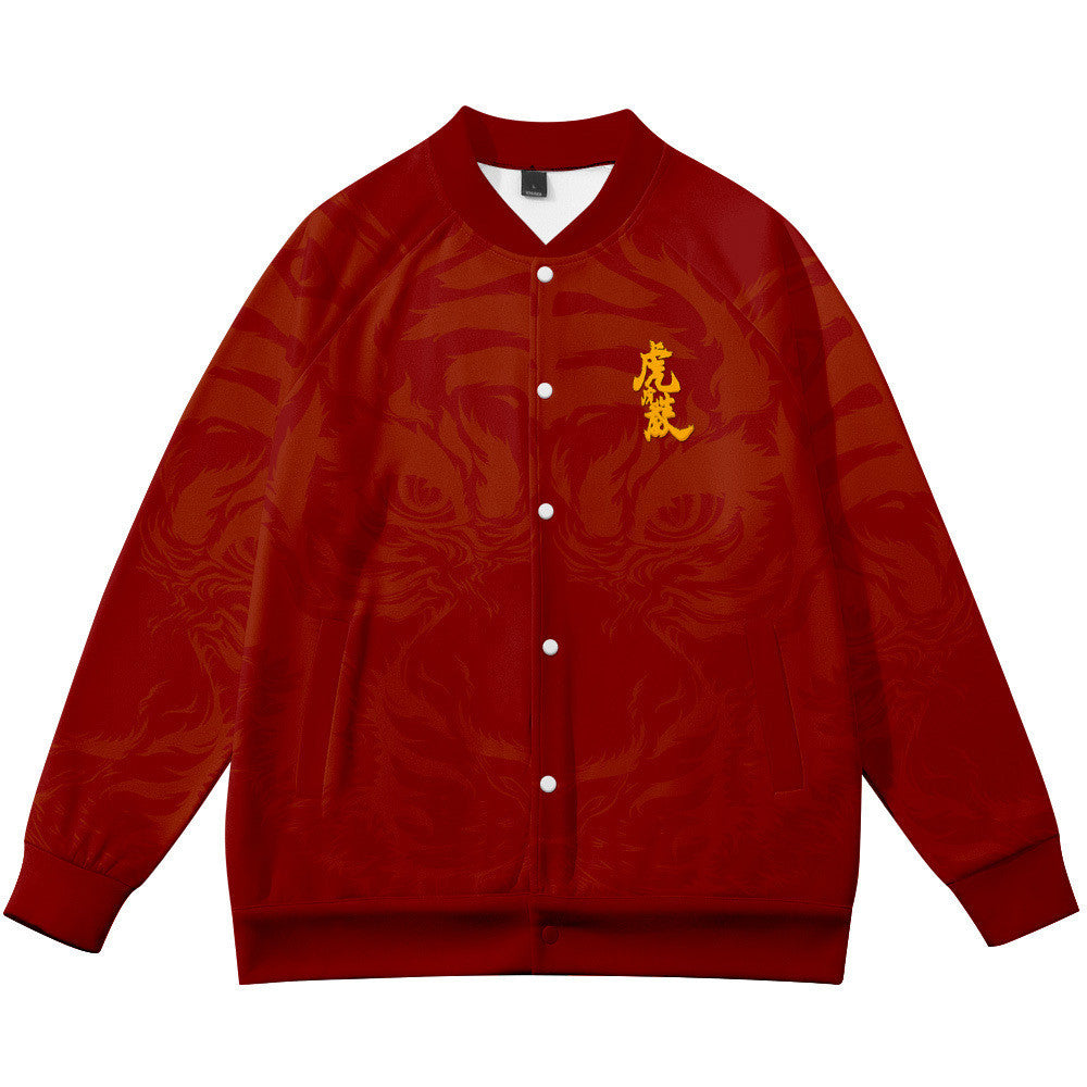 Huhushengwei Baseball Uniform Harajuku Style Single Breasted Jacket