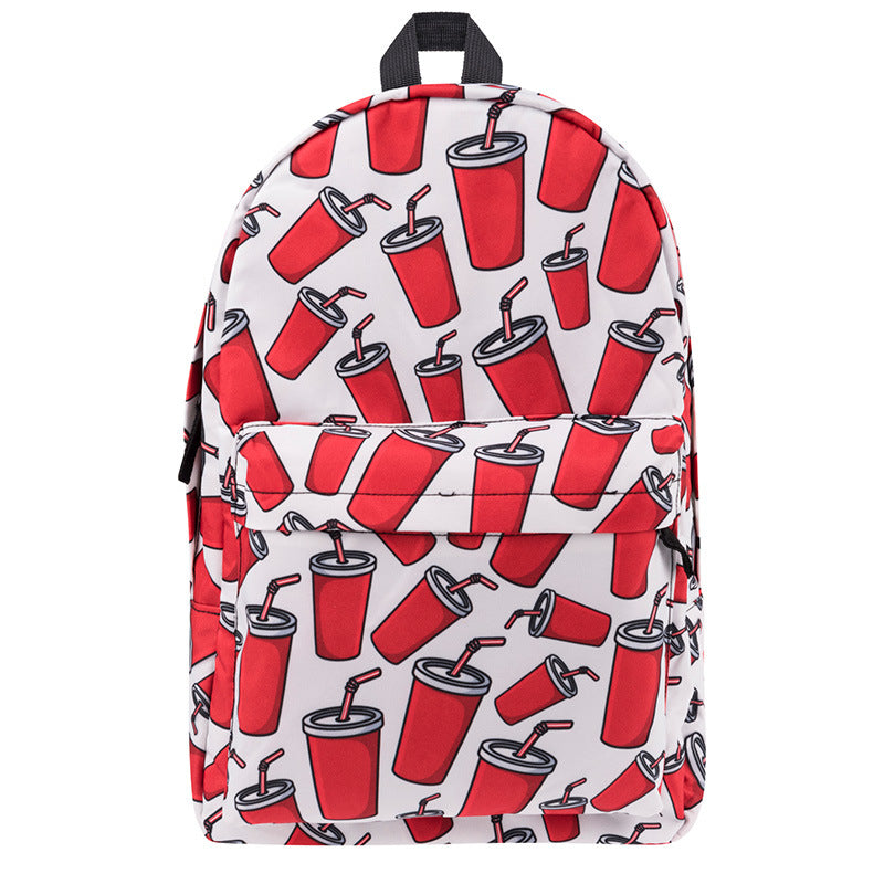 Canvas Cola Print Backpack Student School Bag