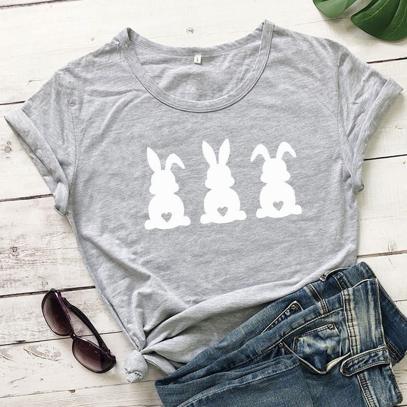 Women's Fashion Easter Rabbit Printed Short-sleeved T-shirt