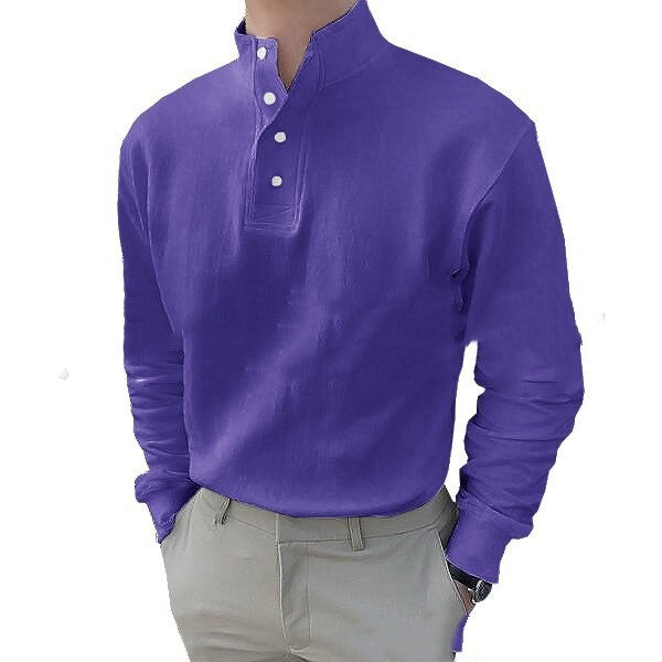 Men's Plain Long-sleeved Shirt With Ordinary Slit