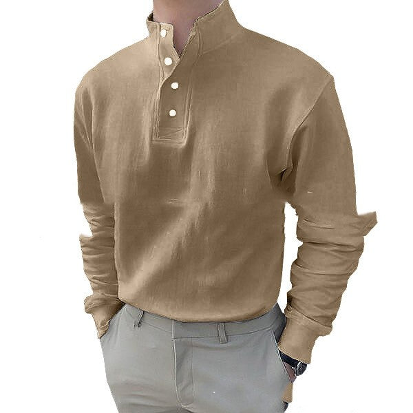 Men's Plain Long-sleeved Shirt With Ordinary Slit