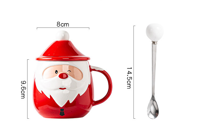 Santa Claus Ceramic Mugs Milk Coffee Cups With Lids Spoons Ins Large Capacity Water Bottle Creative Mark Drinkware