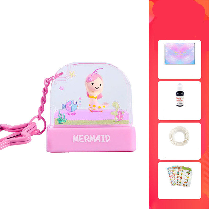 Cartoon Floating Crystal Key Chain Name Seal Custom