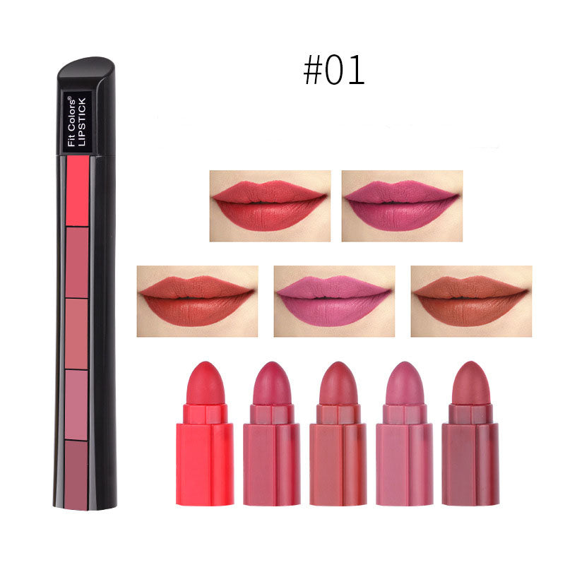 Matte 5-color Lipstick Set Velvet Lip Stick Non-stick Lip Gloss Long Lasting Waterproof Sexy Red Lipstick