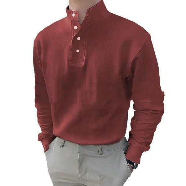 Men's Plain Long-sleeved Shirt With Ordinary Slit