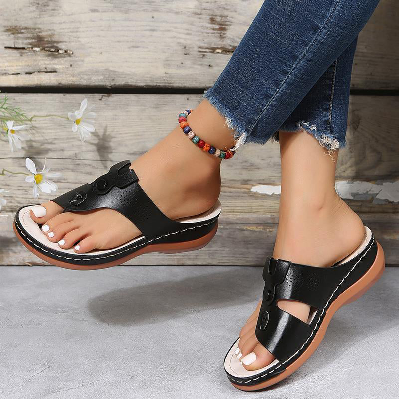 Thong Sandals Women Hollow Out Wedges Shoes Summer Beach Shoes Flip Flops