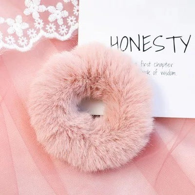 Women's Faux Fur Plush Solid Color Simple Hair Tie