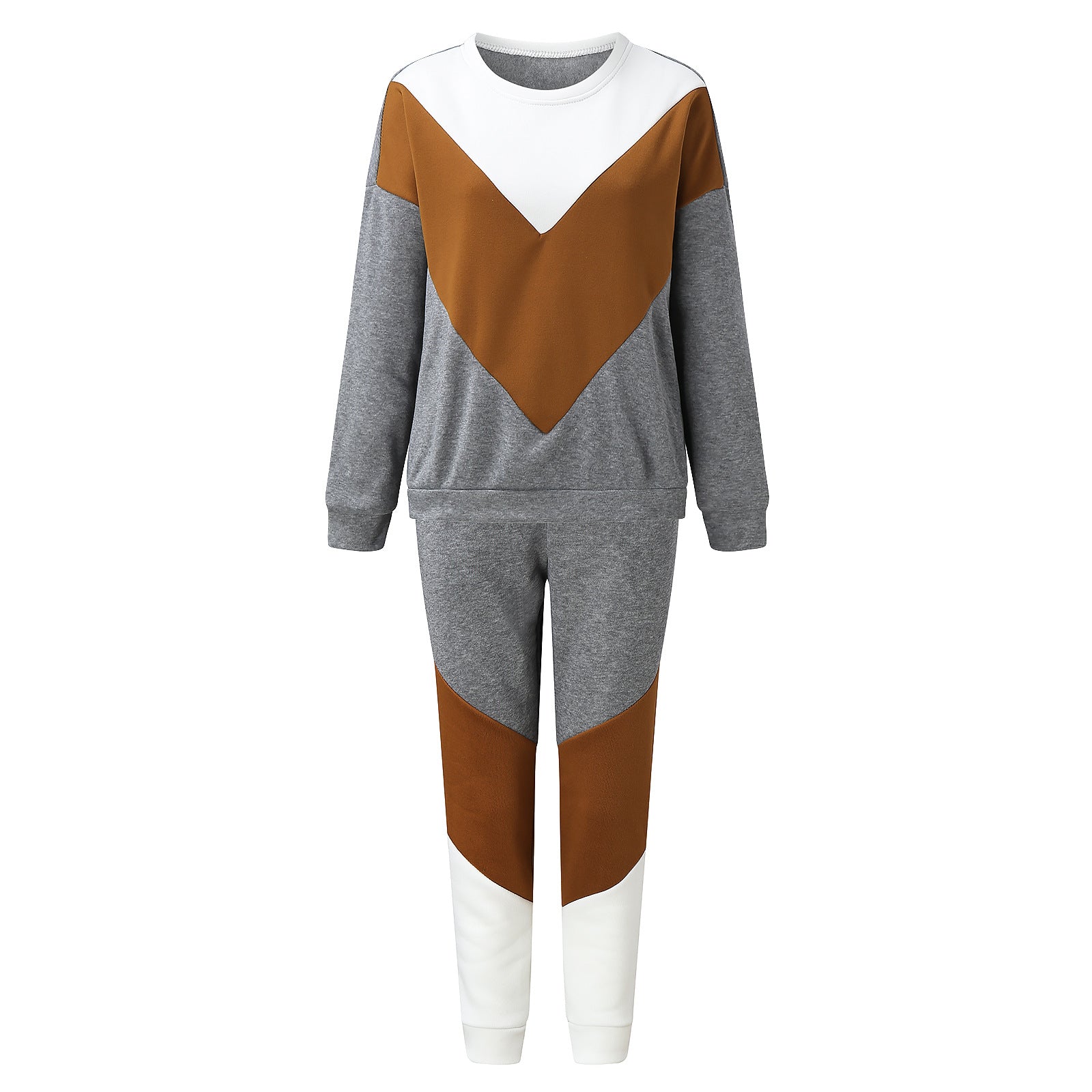 Women's Autumn And Winter Color Matching Sweater Suit