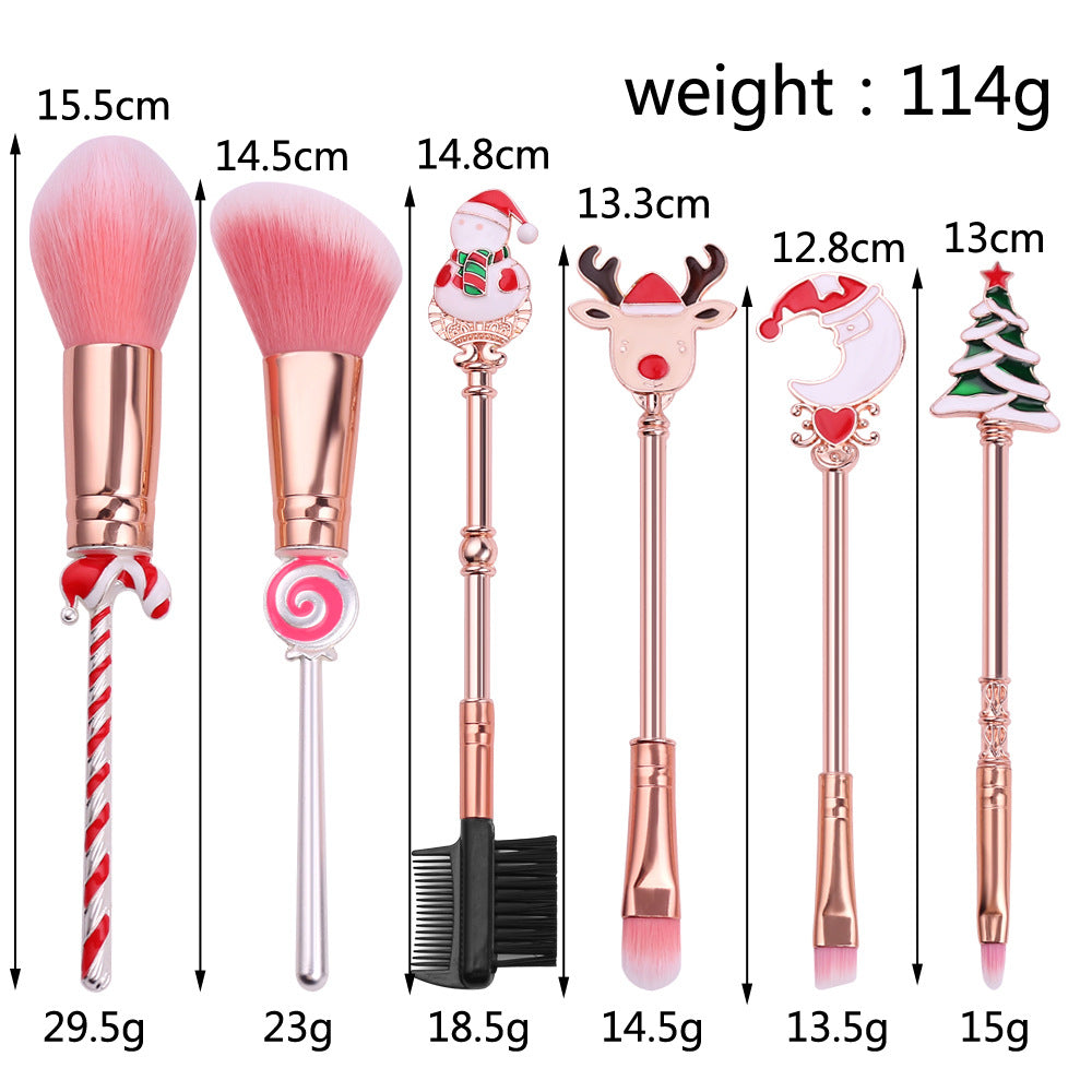 Candy Christmas Makeup Brush Set Portable