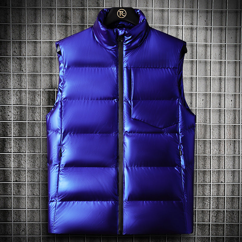 Men's Sleeveless Shiny Cotton Vest Jacket