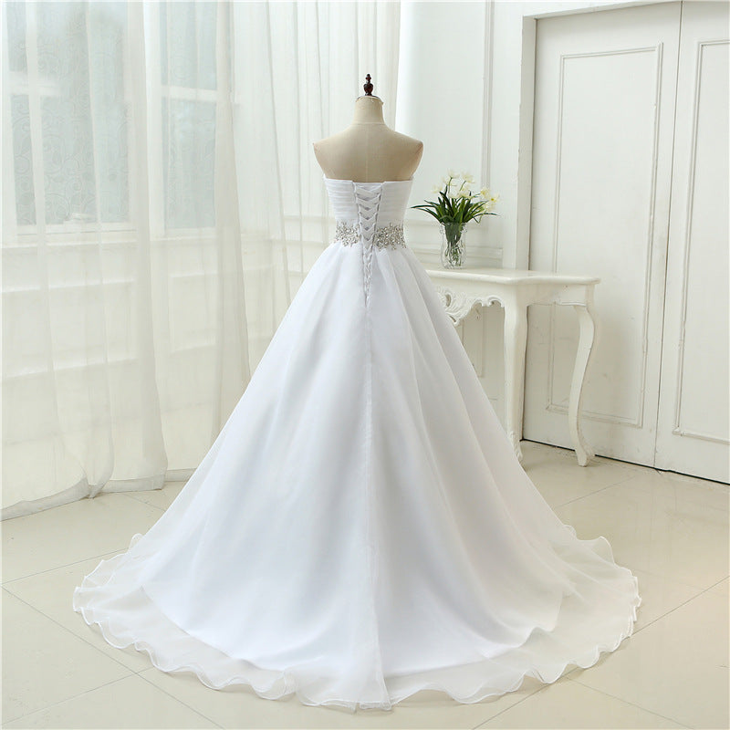 Tube Top Wedding Dress Long Tail Wedding Dress Ivory White Light Wedding Dress