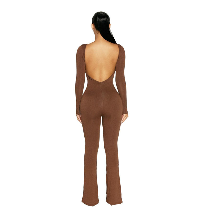 Stretch Back Autumn And Winter Women's Long-sleeved Jumpsuit