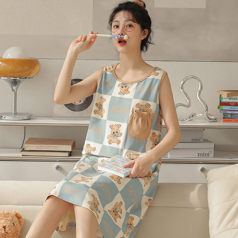 Women's Summer Sleeveless Vest Cotton Loose Dress