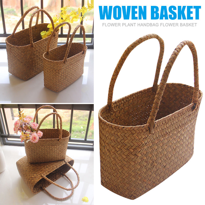 New Seagrass Woven Basket Floral Plant Tote