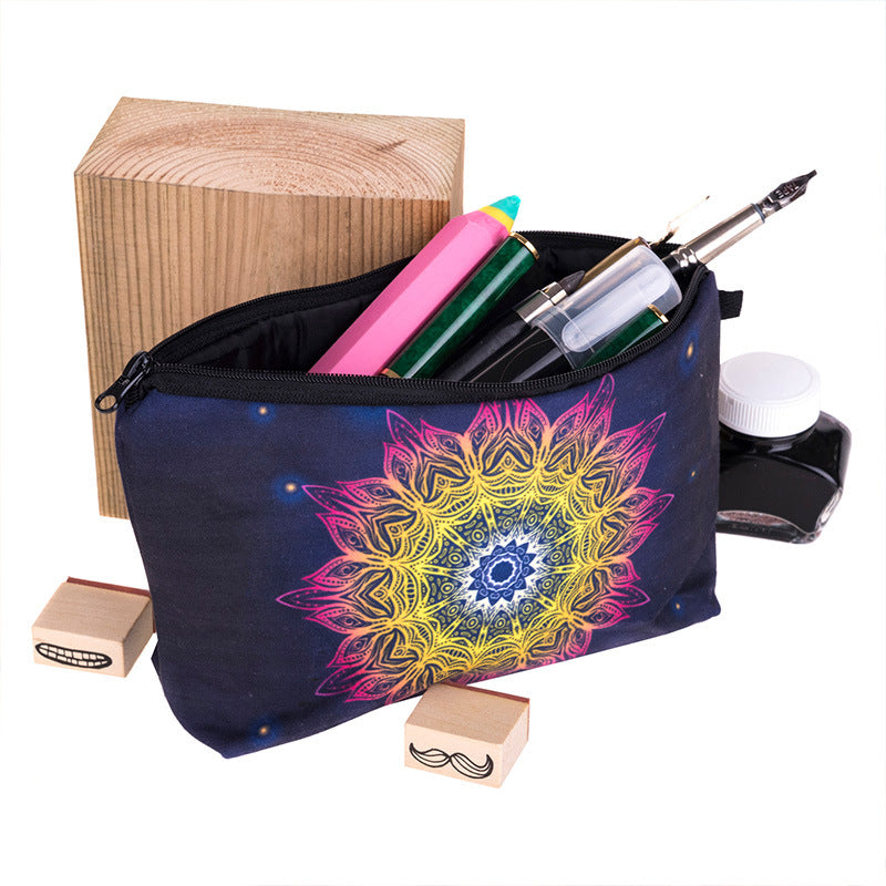 Digital Printing Mandala Cosmetic Bag European And American Fashion Hand Storage Wash Bag