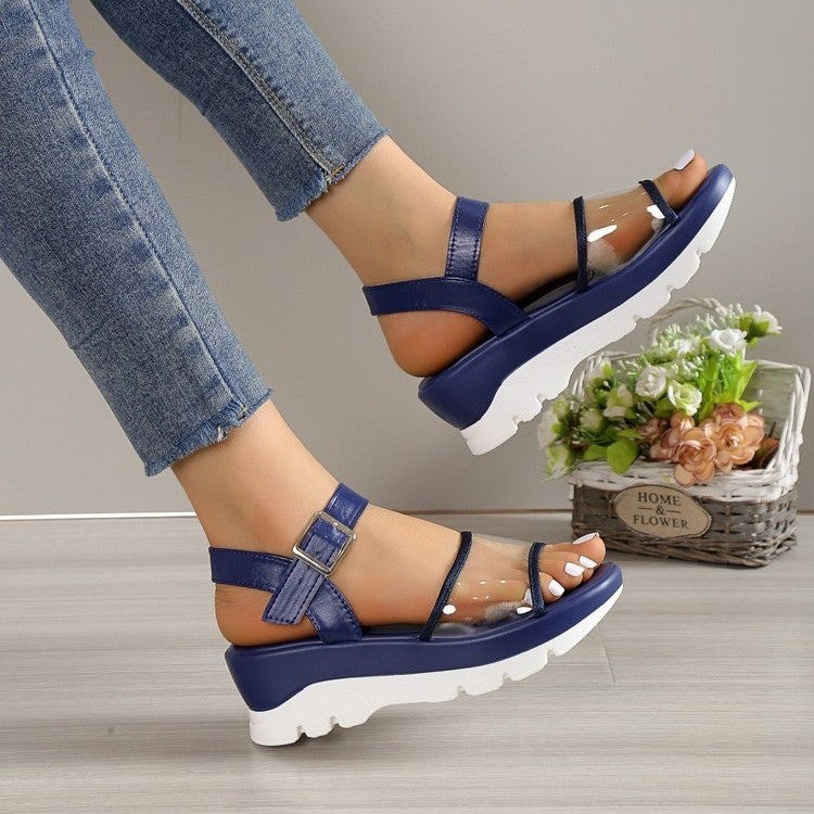 Women Sandals Summmer Buckle Shoes With PVC Transparent Design