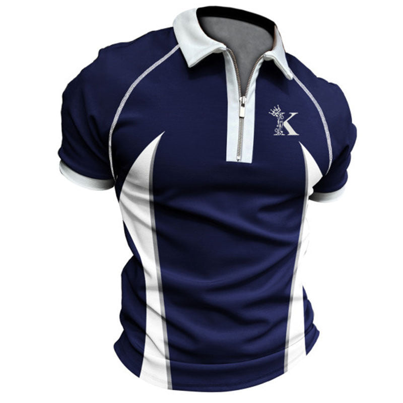 Short Sleeved Letter Zippered T Shirt