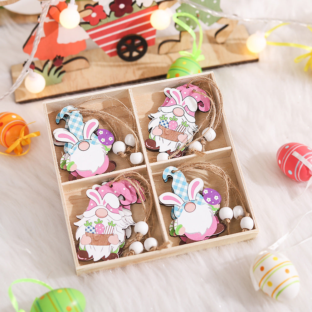 Easter Decorations Wooden Rabbit Car Charm