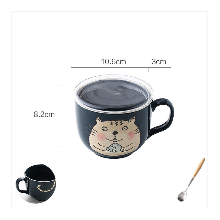 Ceramic Large Capacity Mug With Lid Spoon