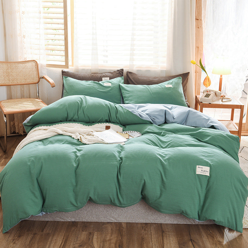 Skin-friendly Washable Cotton Four-piece Plaid Bedding