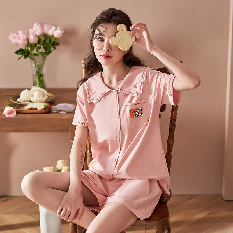 Love Lapel Home Clothes Pajamas Shorts Suit