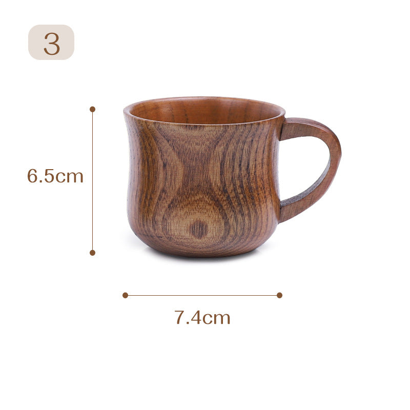 Japanese Style Vintage Handle Solid Wood Water Cup