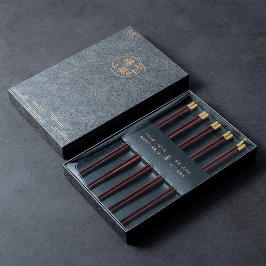 Gift Boxed Chicken Wings Log Chopsticks Household Chopsticks Family Set 5 Pairs