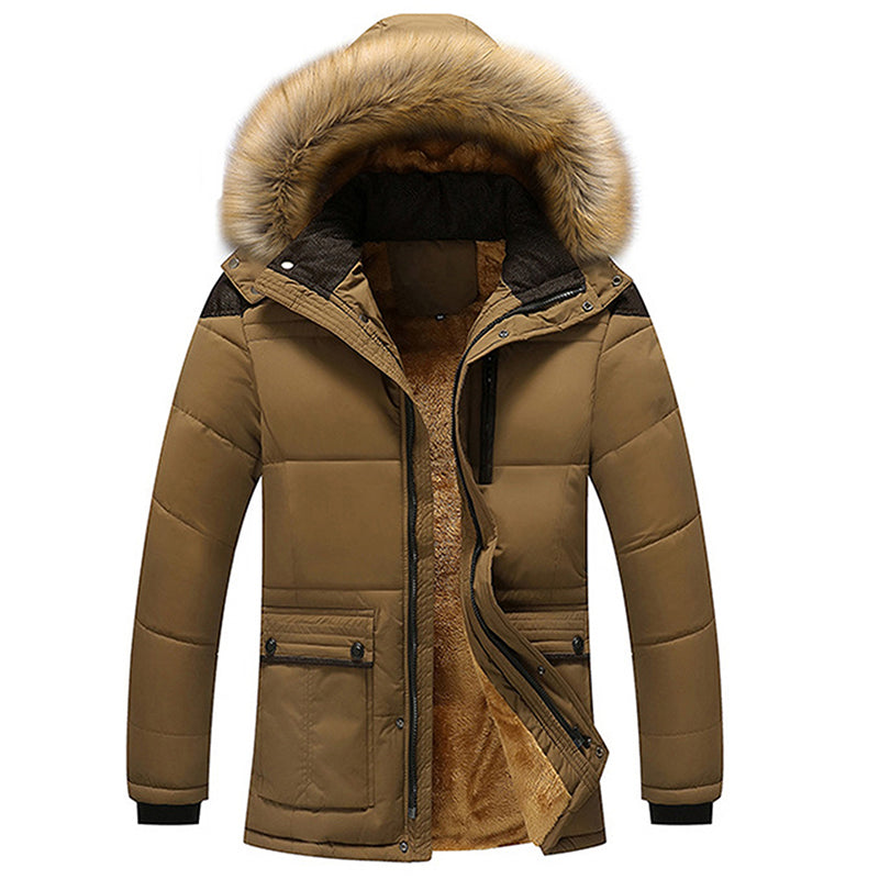 Winter Fur Hooded Men Jacket Thick Warm Parka Men Coats Windproof Solid Pockets