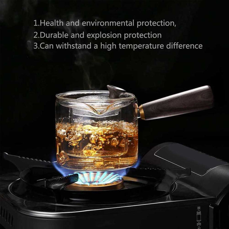 Wooden Handle Teapot Thickened Glass