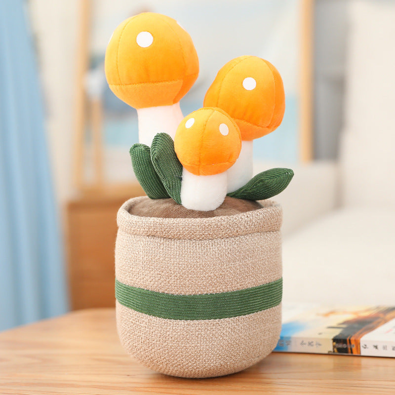 New Cute Potted Plants Mushroom Ornaments Plush