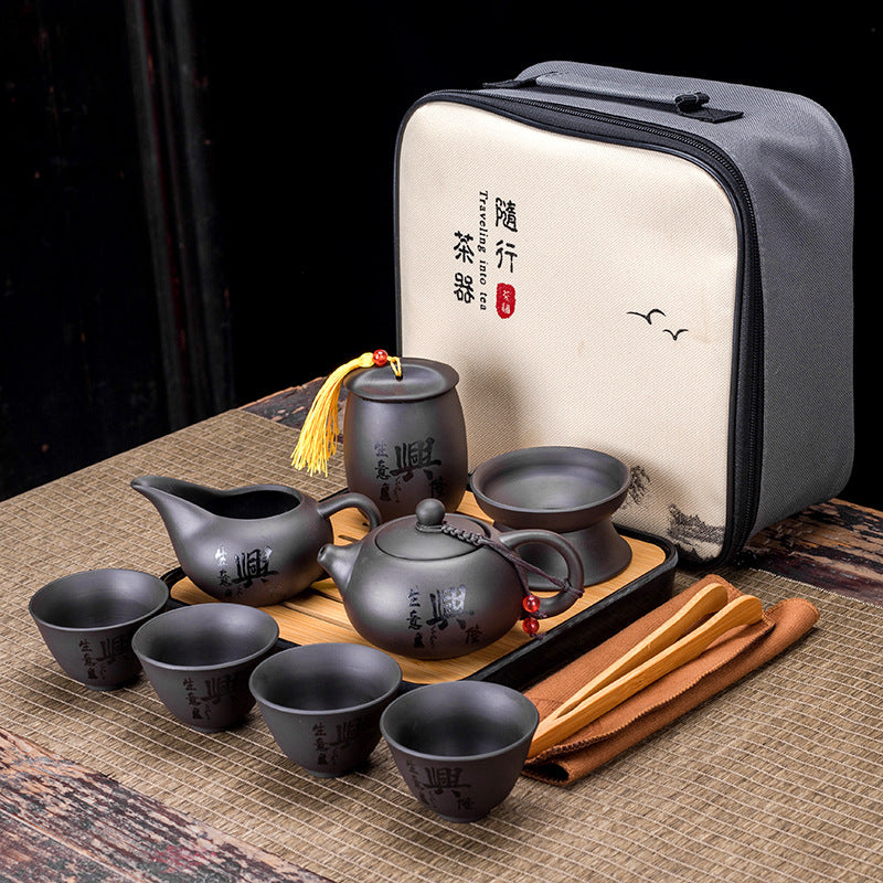 Zisha Travel One Pot Four Cups Portable Tea Set