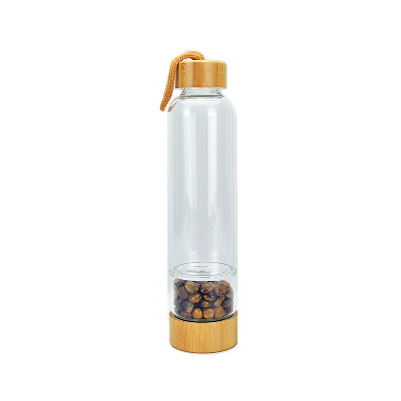 Bamboo Cover Two Capacity Crystal Power Stone Water Cup