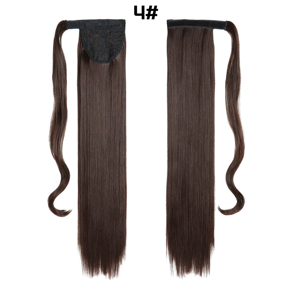 European And American Long Straight Hair Velcro Ponytail