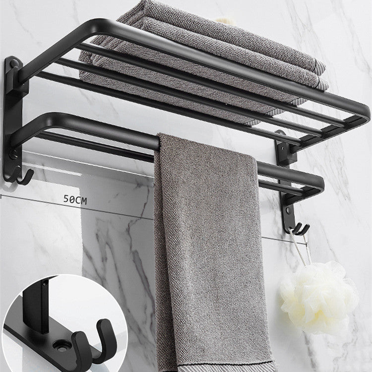 Space Aluminum Bathroom Wall-mounted Towel Rack Without Perforation