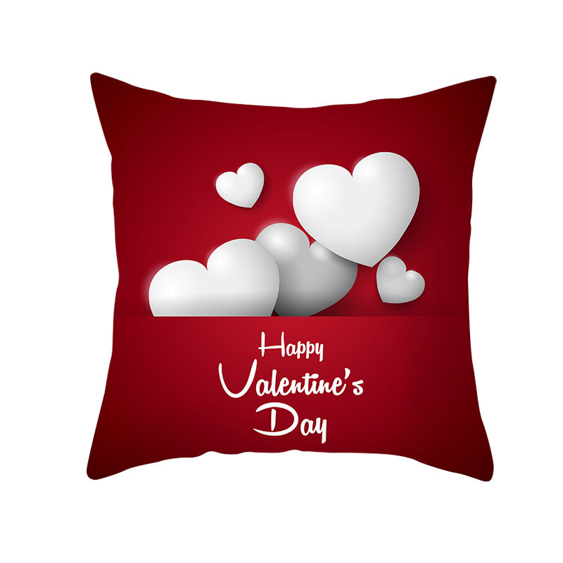 Valentine's Day Red Heart Linen Pillowcase