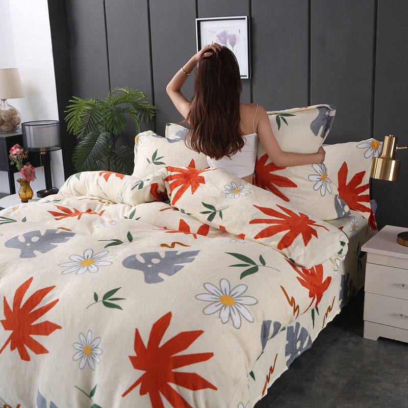 Winter Double-sided Fleece Thickened Warm Coral Quilt Cover Single Piece