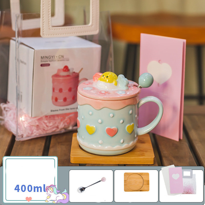 Household Mug With Lid Spoon Coffee Cup Gift Box