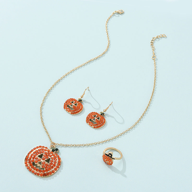 New Halloween Alloy Rhinestone Pumpkin Ring