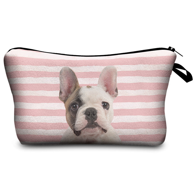 Cosmetic Bag 3d Digital Printing Bulldog Puppy Dog Wash Bag