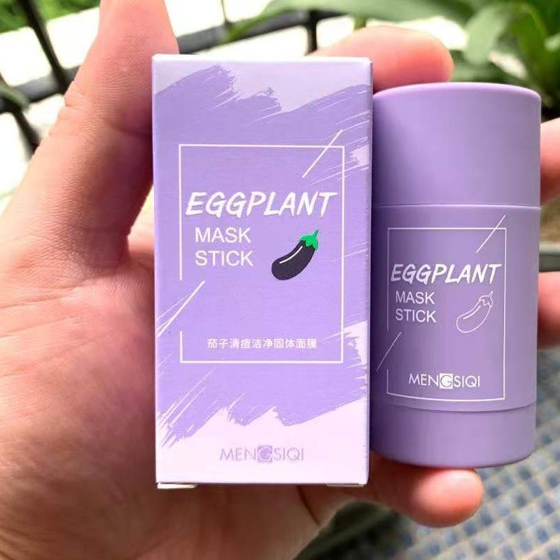 Face Blackhead Cream Eggplant Green Tea Cooling Deep Cleansing Clay Mask