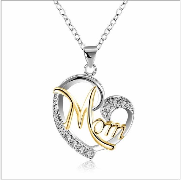 European And American Women\'s Necklaces Mom Color Separation Heart-shaped Diamonds 2021 Wish Explosive Mother' Day Gifts Across The Border