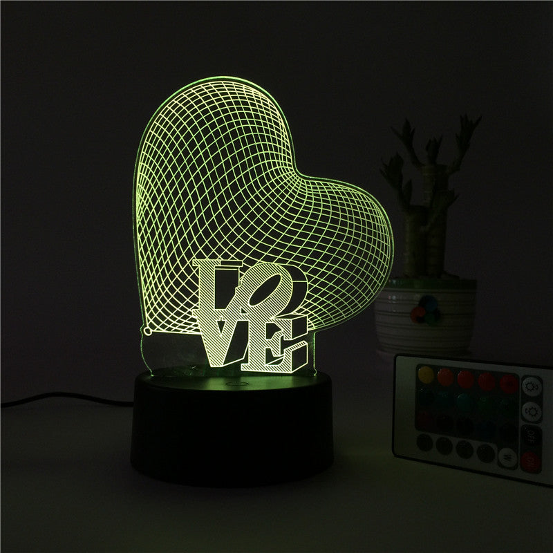 Valentine's Day Confession Gift Acrylic Luminous Night Light Cartoon Love Colorful 3D Acrylic Small Table Lamp