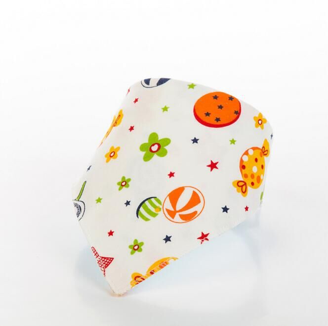 Children's Triangle Towel Baby Bib Saliva Towel Double-layer Cartoon Printing Double-sided Snap