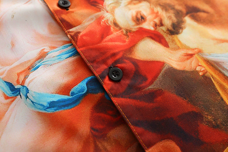 Oil Painting Art Full Print Casual Shirt Men