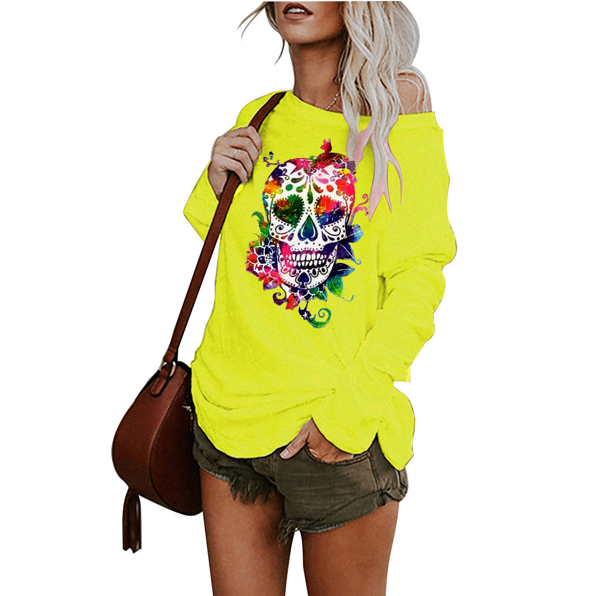 Halloween Print Mid Length Irregular T Shirt